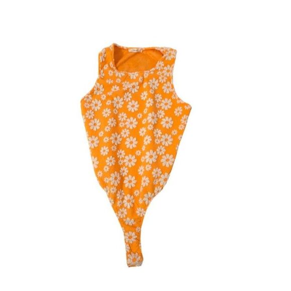 Timing One Piece Swimsuit Women Medium Orange High Back High Leg - Picture 3 of 5